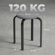 Stackable Stools Set of 4 for Extra Seating with Padded Cushions No Assembly Dark Grey Homcom
