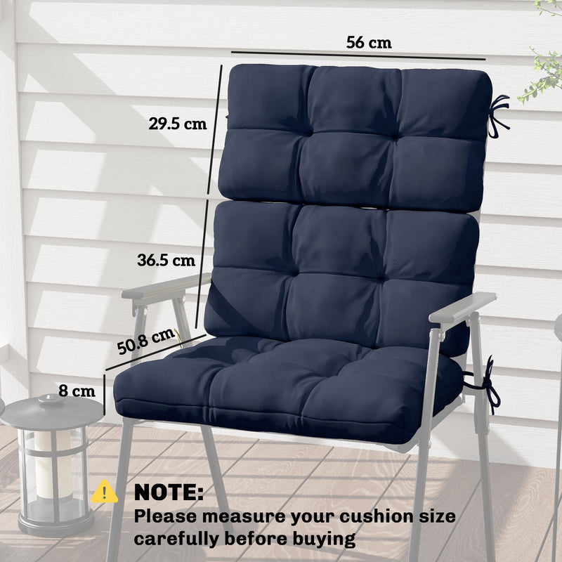 Outdoor Seat and Back Cushions Set of 2 for Garden Chairs Easy Care Dark Blue AOSOM