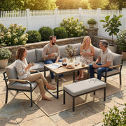 7 Seater Garden Furniture Set with Cushions and Table for Flexible Outdoor Dining Light Grey