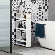 Slim Bathroom Storage Trolley with Wheels for Small Spaces White Kleankin