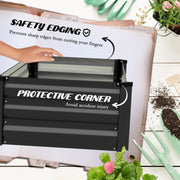 Set of Two Grey Steel Raised Planter Boxes 100 x 60cm Ideal for Garden or Patio