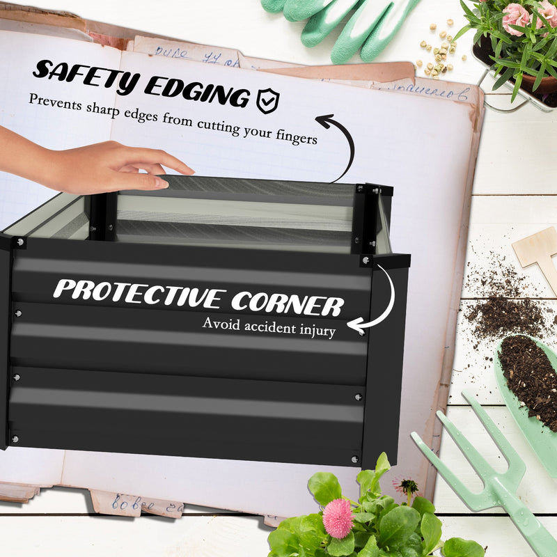 Set of Two Grey Steel Raised Planter Boxes 100 x 60cm Ideal for Garden or Patio