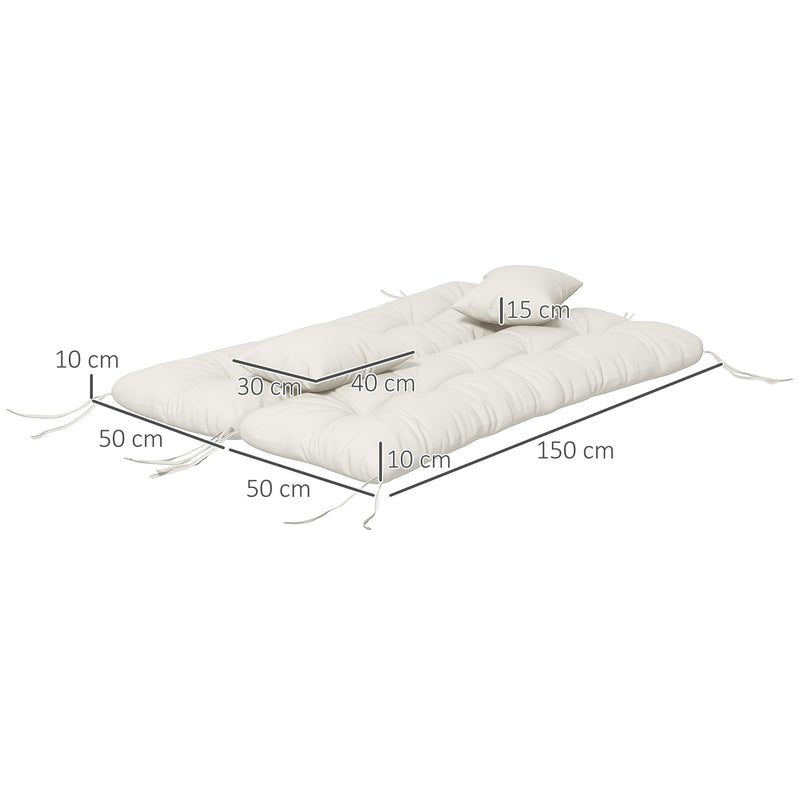 Outdoor Chair Cushion Set with Back Seat Pads and Ties Ideal for Patio Seating White AOSOM