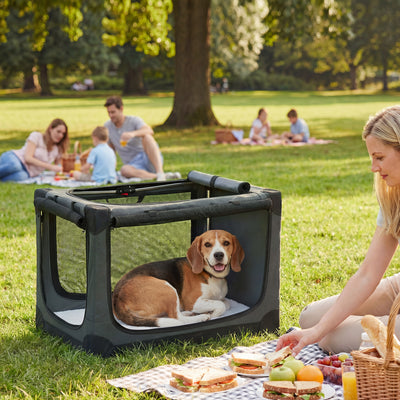 Foldable Dog Carrier for Travel and Home with Washable Cushion Army Green AOSOM