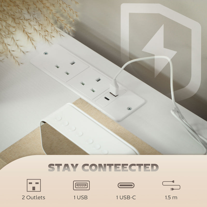 Cream White Boucle Chest of Drawers 8 Drawer Fabric Dresser With USB Charging by HOMCOM