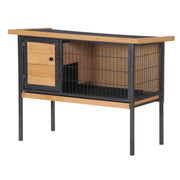 Wooden Guinea Pig Hutch Elevated Outdoor Pet House with Slide Out Tray Natural AOSOM