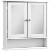 White Wall Mounted Bathroom Cabinet With Mirror And Adjustable Shelves For Storage