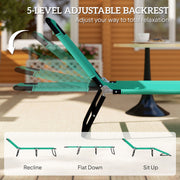 Outsunny Foldable Sun Lounger with 5-Position Adjustable Backrest, Outdoor Portable Recliner Chaise Lounge Chair, Green AOSOM
