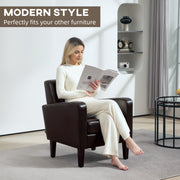 Brown Faux Leather Armchair with Simple Modern Design by HOMCOM