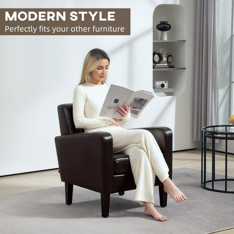 Brown Faux Leather Armchair with Simple Modern Design by HOMCOM