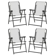 2 Piece Folding Garden Chairs Set with Armrests for Camping Beach or Patio Cream White AOSOM