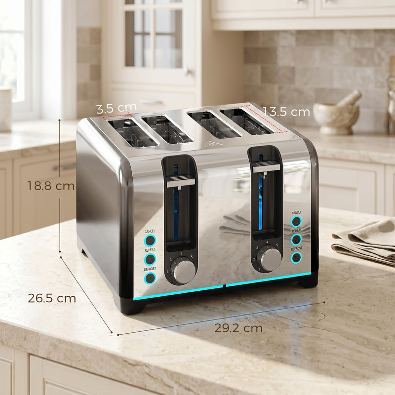 4 Slice Toaster for Quick Family Breakfasts with Wide Slots and Easy Clean Black