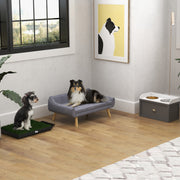 Dog Sofa Bed with Wooden Frame and Removable Cushion for Medium and Large Dogs Grey