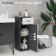 Slim Bathroom Storage Cabinet with Drawer and Adjustable Shelf for Small Spaces Grey AOSOM