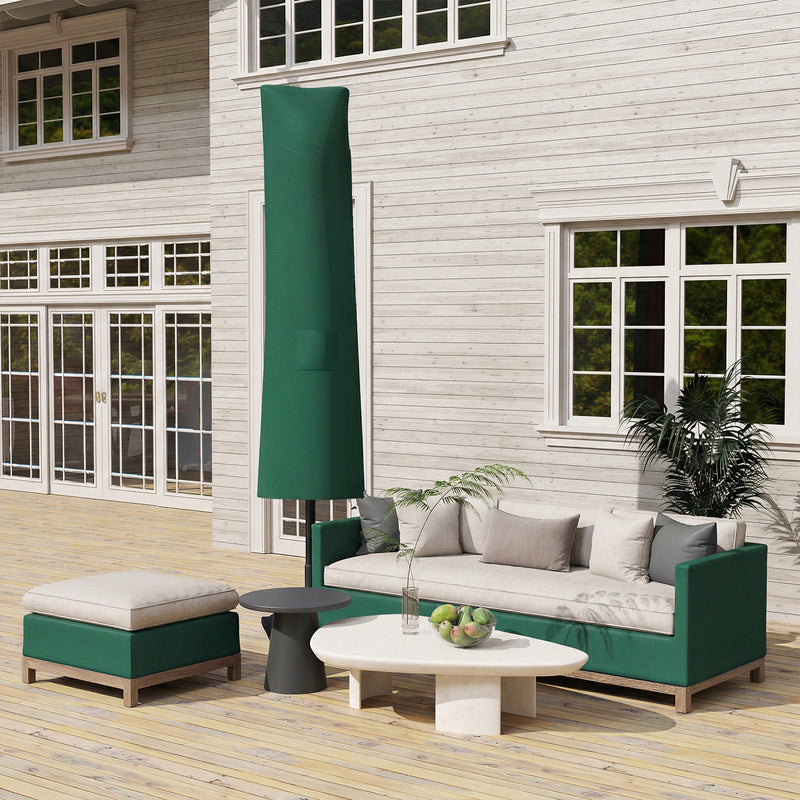 Parasol Cover for Garden Umbrellas Weather Protection with Secure Fastening, Green Outsunny