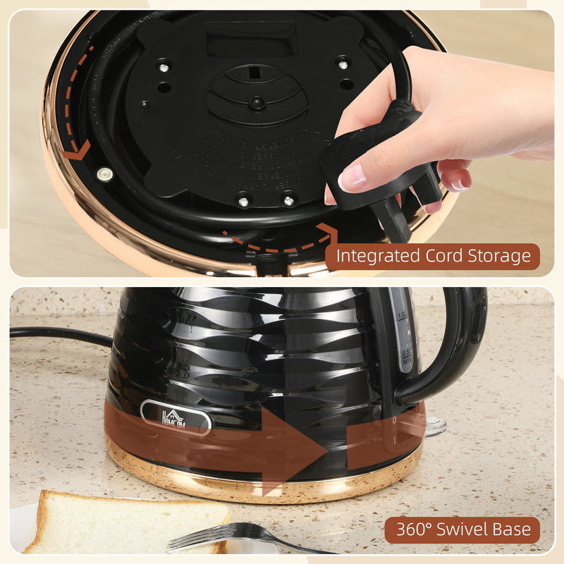 Black 3kW Rapid Boil Honeycomb Cordless Kettle for Fast Heating by HOMCOM