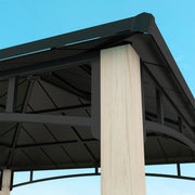 Black 3 x 3 m Metal Roof Gazebo with Wood Effect Finish by Outsunny