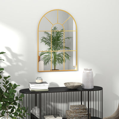 Modern Arched Wall Mirror Gold 91 x 60 cm for Living Room and Bedroom by HOMCOM