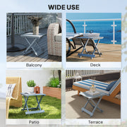 Foldable Wooden Garden Side Table for Outdoor or Indoor Use Slatted Top Light Grey Outsunny