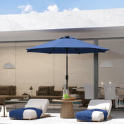 Blue 2.7m Garden Parasol with 24 LED Lights UV Protection Outdoor Shade by Outsunny