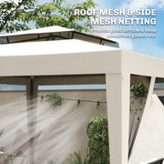 Outsunny 3x3m Gazebo, Netting Party Tent, Patio Canopy Outdoor Event Shelter with Double Tier Roof, Cream White Outsunny
