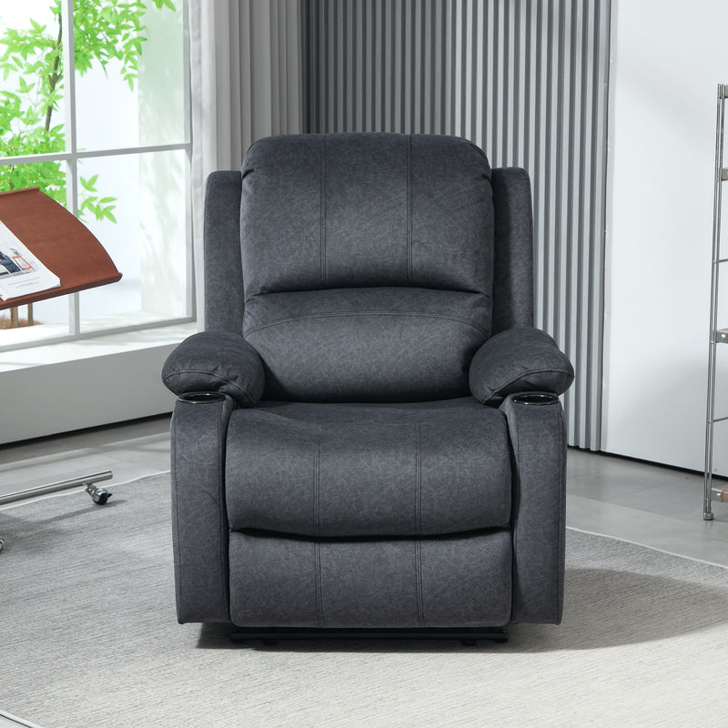 Black Microfibre Manual Reclining Armchair With Footrest by HOMCOM