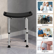 Height Adjustable Shower Stool With Non Slip Feet For Elderly And Disabled Use, Black