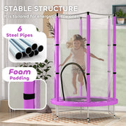 Purple 4.6FT Toddler Trampoline with Safety Net for Ages 3 to 6 Indoor Outdoor Use by Outsunny AOSOM