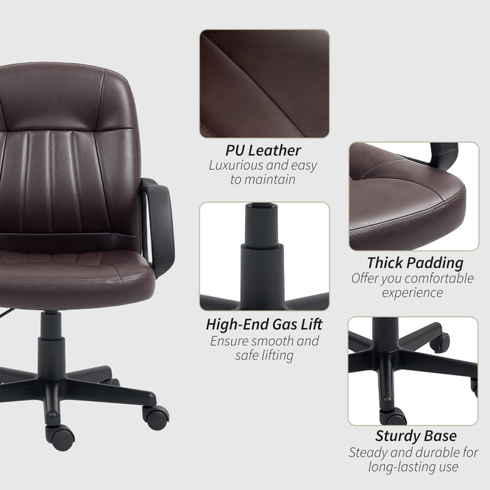 Dark Brown Swivel Executive Office Chair PU Leather With Padded Seat by HOMCOM