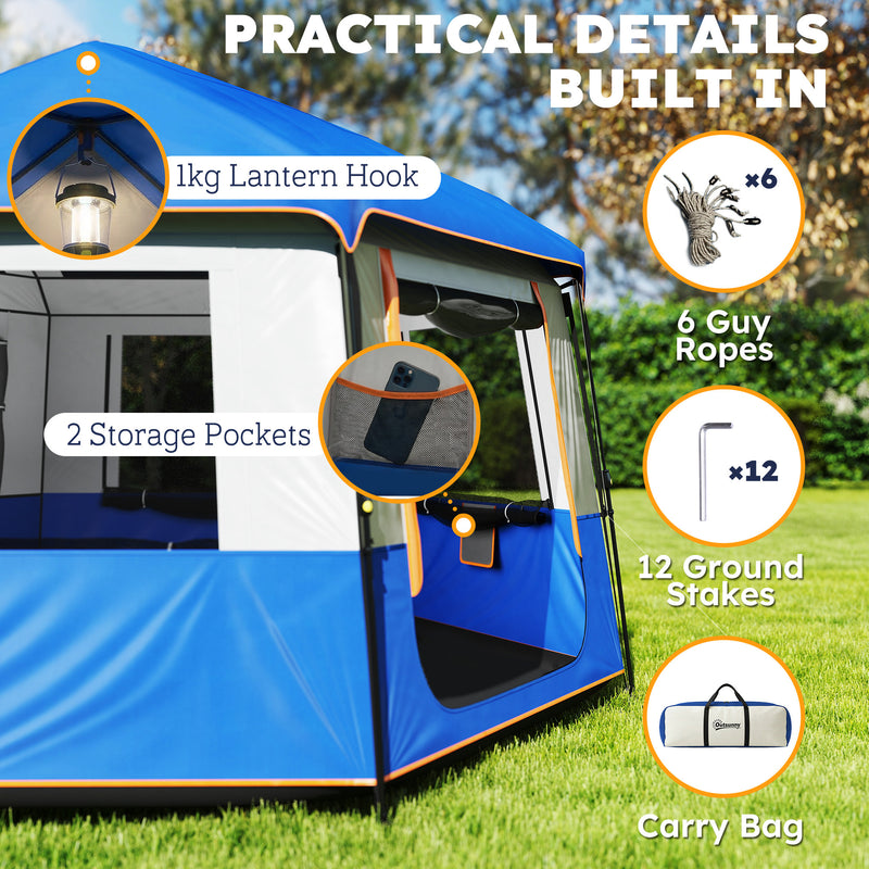 Family Tent for 6 With Quick Setup and Weather Protection for Garden or Beach Blue