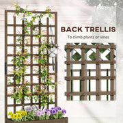 Wooden Trellis Planter Raised Garden Bed with Wheels for Vegetables and Flowers Brown by Outsunny