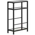 Slim Glass Side Table with Three Shelves for Small Spaces and Extra Storage Black AOSOM