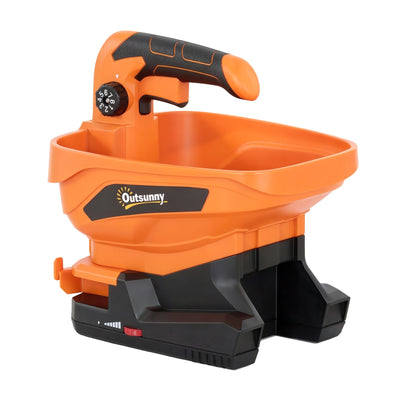 Cordless Handheld Lawn Spreader for Even Seed Fertiliser or Salt Coverage Orange AOSOM