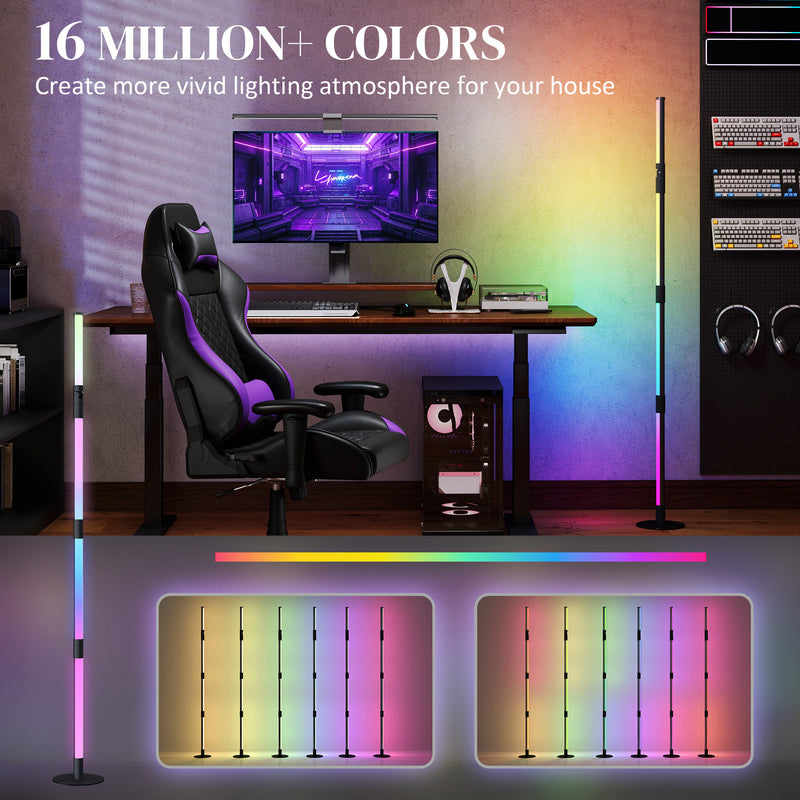 LED Colour Changing Corner Floor Lamp with RGB Music Sync and Remote Control by HOMCOM