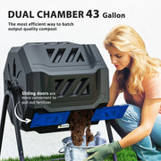 160L Dual Chamber Rotating Garden Composter in Blue by Outsunny