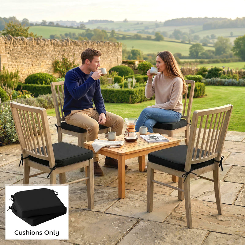 Outdoor Seat Cushions for Garden Chairs with Thick Foam and Easy Clean Covers Black Outsunny
