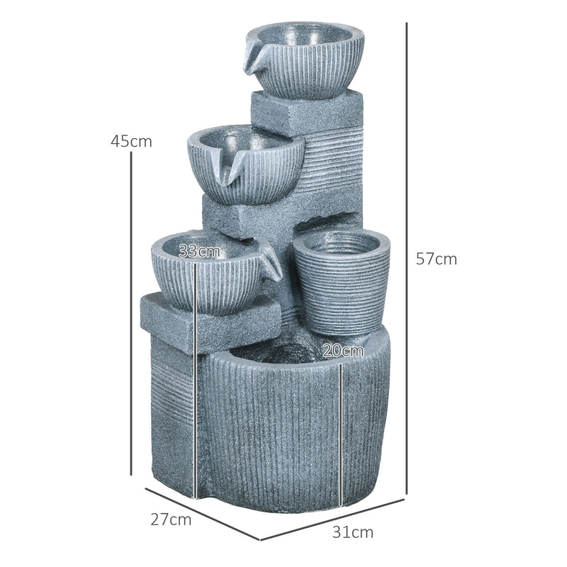 Solar Powered Outdoor Water Fountain Dark Grey by Outsunny