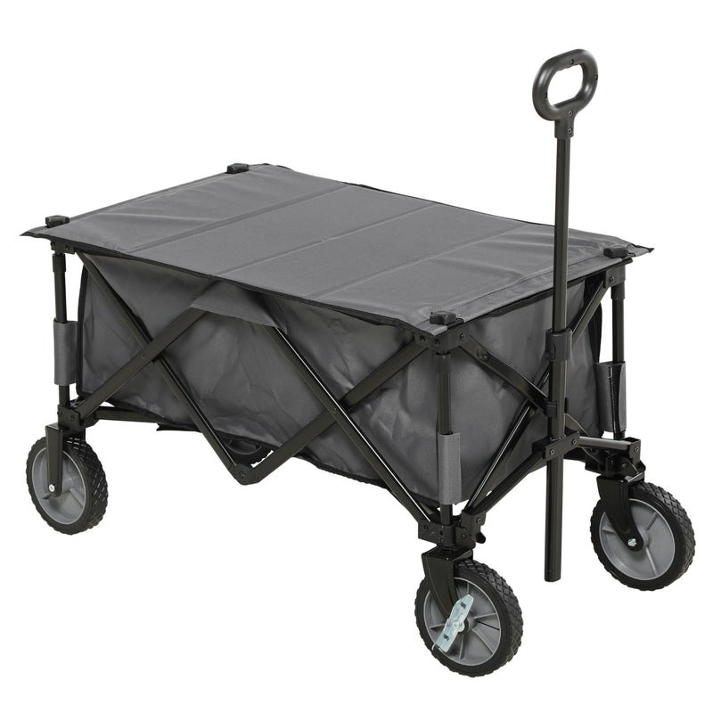 Folding Garden Utility Trolley With Wheels For Camping And Outdoor Gear Transport Grey