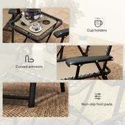 Three Piece Garden Bistro Set with Table and Chairs Khaki by Outsunny