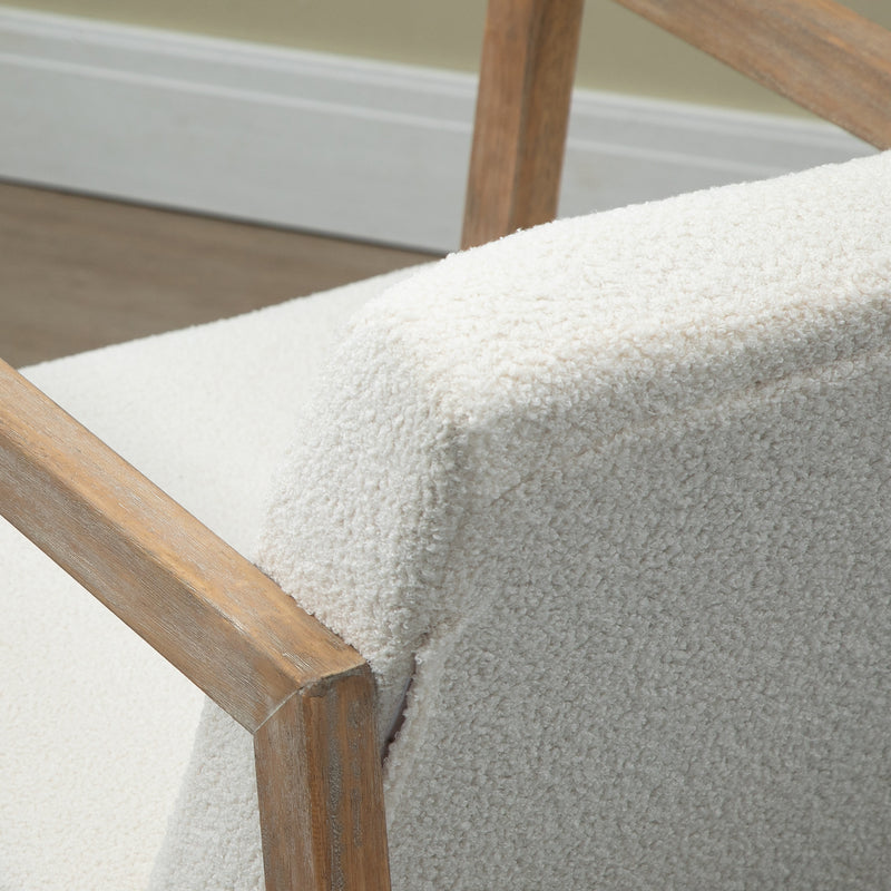 Cream White Teddy Fleece Rocking Chair with Wooden Base by HOMCOM