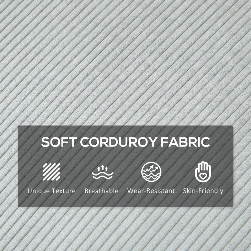 Light Grey Three Seater Corduroy Sofa Comfortable Modern Design by HOMCOM