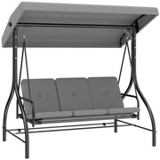 3 Seater Garden Swing Seat with Adjustable Canopy and Fold Flat Bed for Outdoor Relaxing Light Grey Outsunny