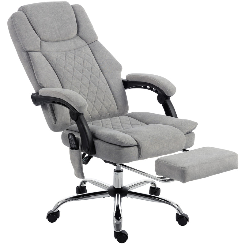 Massage Office Chair with Heat and Reclining Footrest for Home Office Comfort Grey