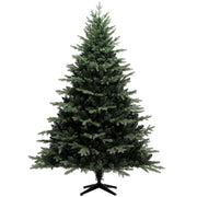 7ft artificial spruce Christmas tree on a black metal stand against a plain white background
