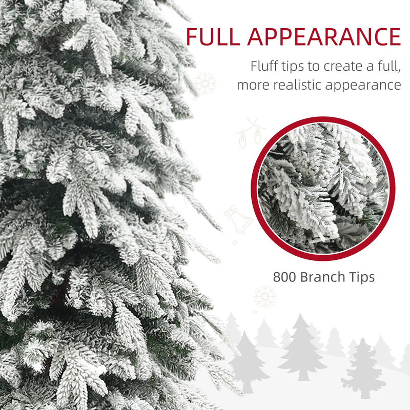 Close-up of flocked branches with an 800 branch tips callout