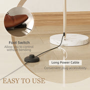 Floor Lamp with Curved Head and Foot Switch for Reading Nooks or Living Rooms White Homcom