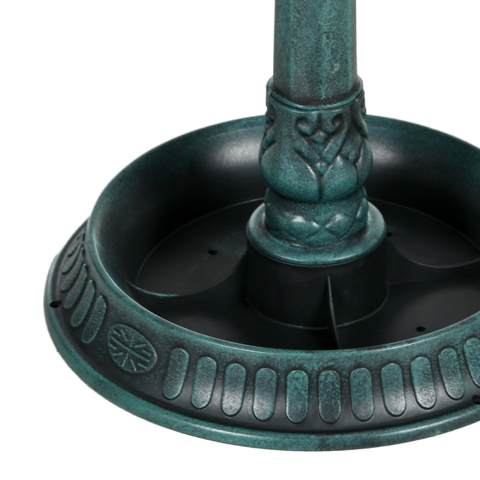 Green 81cm Tall Vintage Style Bird Bath with Decorative Birds and Planter Base by Outsunny