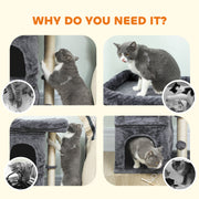 Cat Tree Tower with Two Condos and Scratching Post for Large Cats 66cm Dark Grey AOSOM