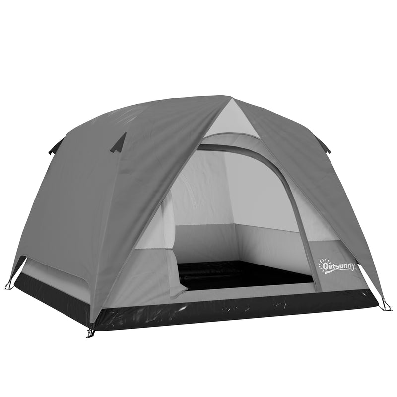 Dome Camping Tent for 3 People with Quick Setup Waterproof Design and Mesh Windows Grey