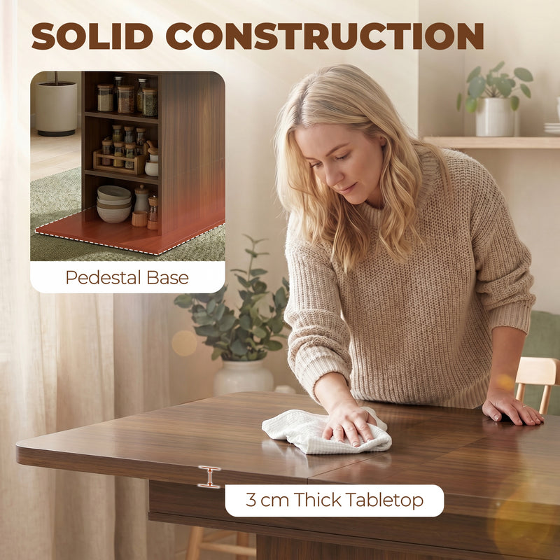Extending Dining Table with Storage Shelves for Space Saving and Extra Seating Walnut Brown